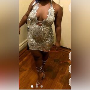 Brand new!!  Custom made

Elegant Silver High Low Dress